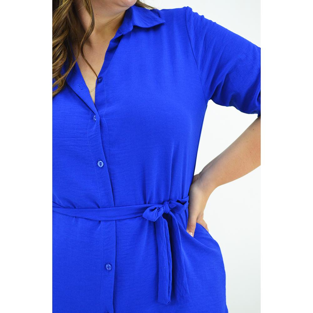 Foto 5 pulgar | Vestido Camisero Roman Fashion Tallas Extras 1939 color Azul