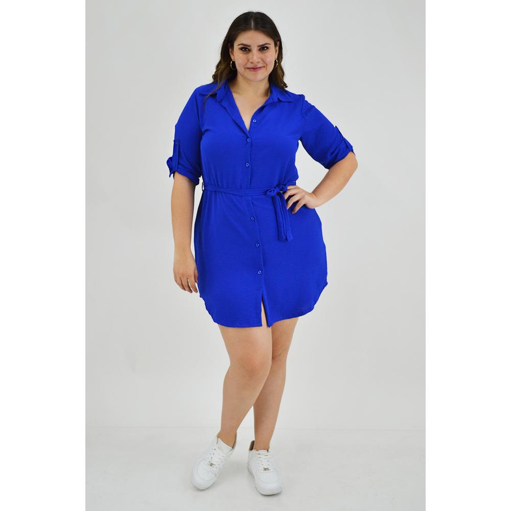 Foto 6 pulgar | Vestido Camisero Roman Fashion Tallas Extras 1939 color Azul