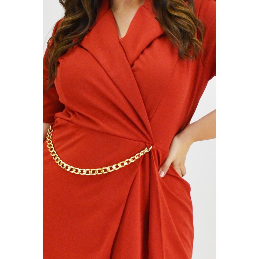 Foto 5 pulgar | Vestido con Cadena Roman Fashion V-GR-4317 Chedron Tallas Extras