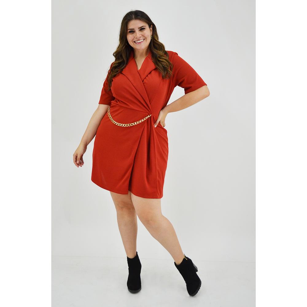 Foto 7 pulgar | Vestido con Cadena Roman Fashion V-GR-4317 Chedron Tallas Extras