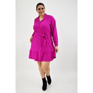 Foto 5 | Vestido Camisero Con Olán Roman Fashion /tallas Extras, 2264 (magenta) Fucsia Oscuro