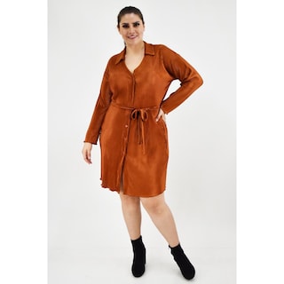 Foto 5 | Vestido De Satín Plisado Roman Fashion /tallas Extras, 12248 (ladrillo) Naranja Oscuro