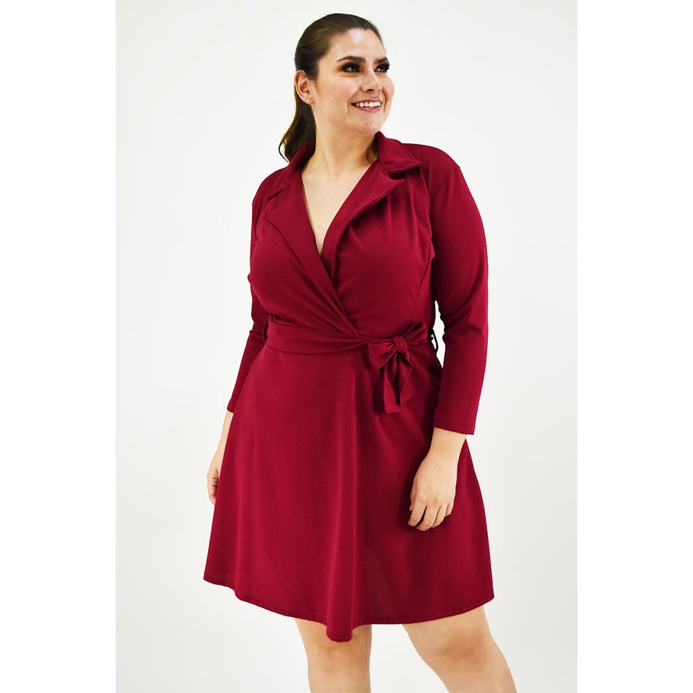Foto 1 | Vestido Escote Cruzado Roman Fashion /tallas Extras, 4258 (vino) Vino