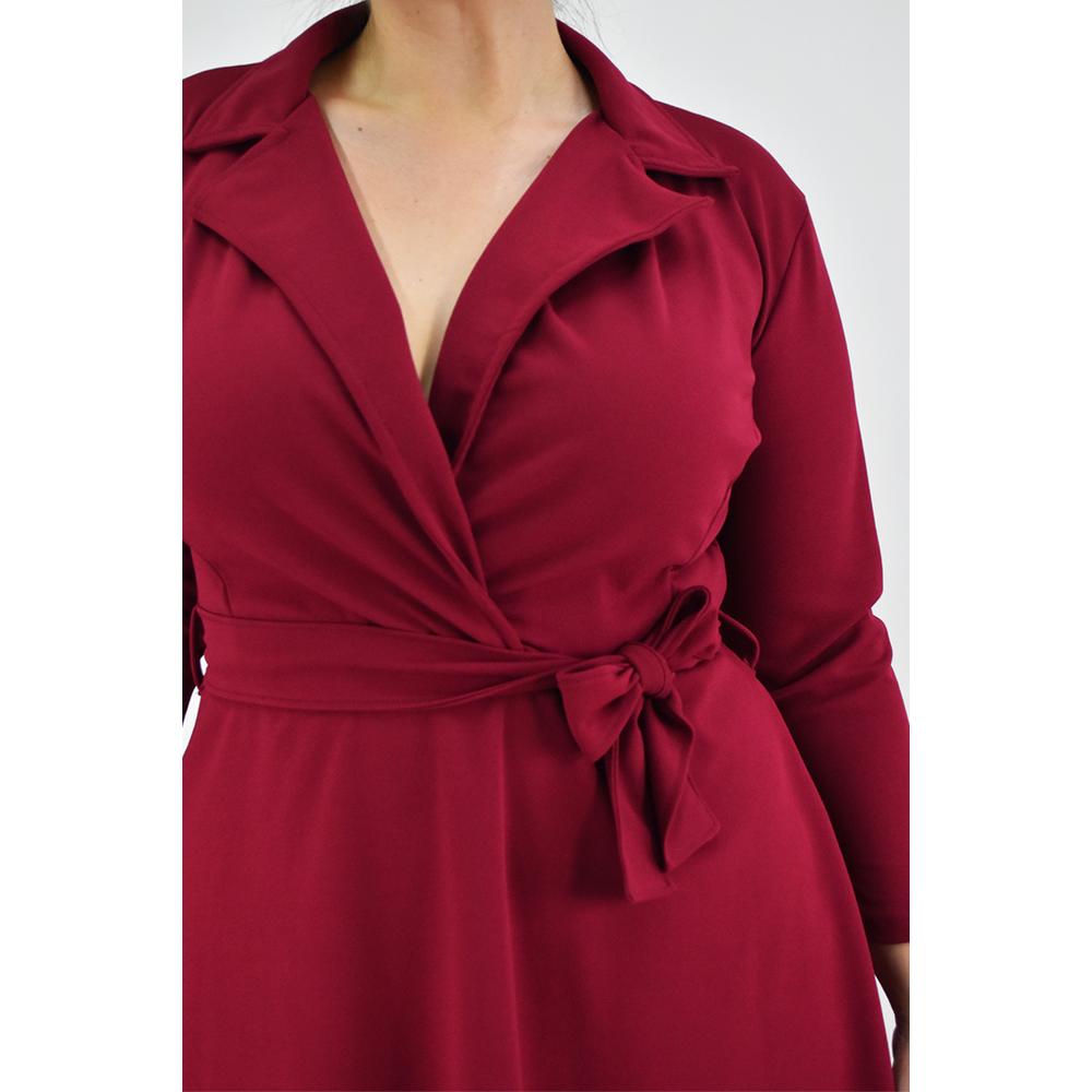 Foto 5 pulgar | Vestido Escote Cruzado Roman Fashion /tallas Extras, 4258 (vino) Vino