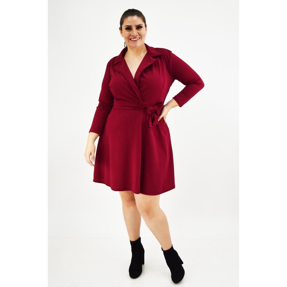 Foto 5 | Vestido Escote Cruzado Roman Fashion /tallas Extras, 4258 (vino) Vino
