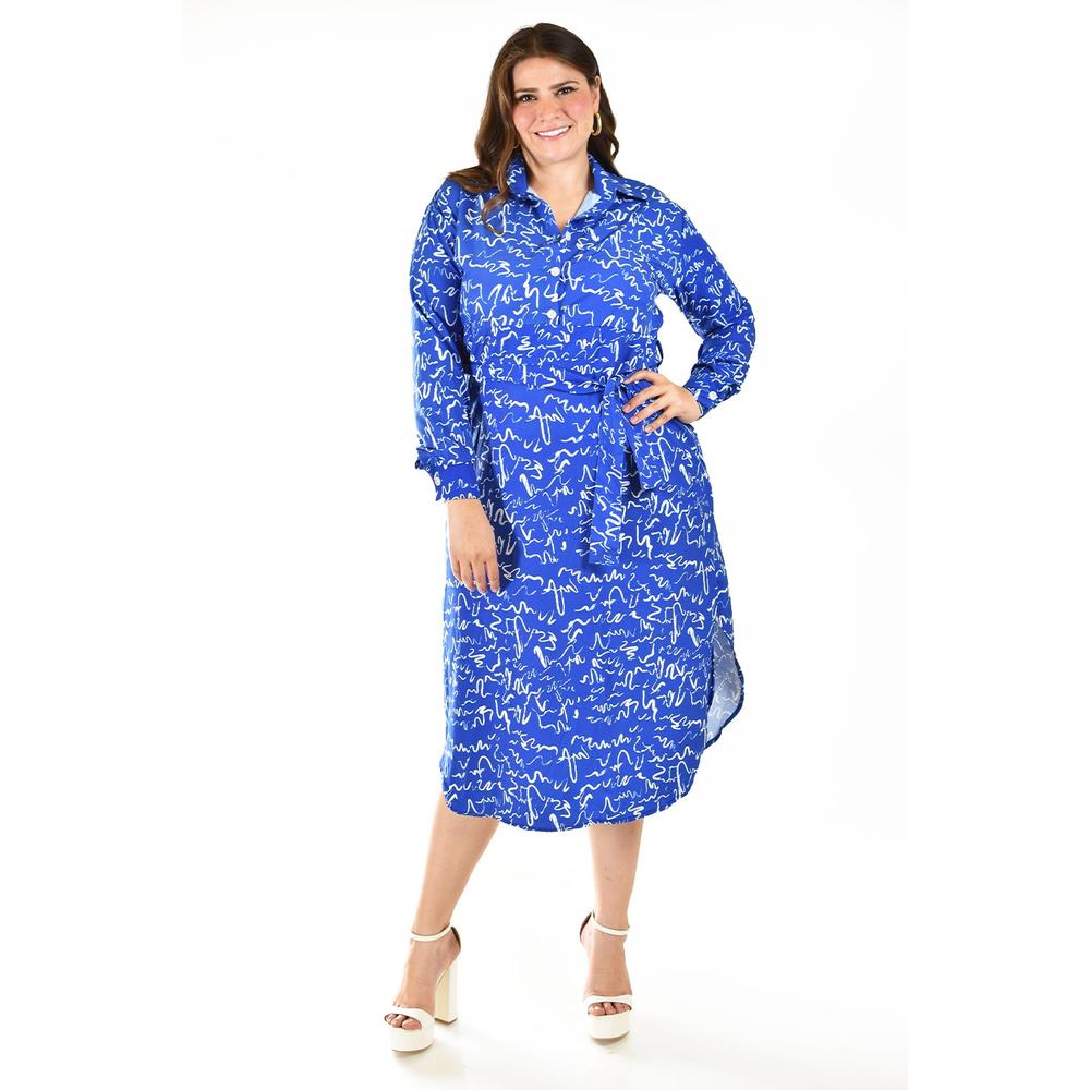 Foto 2 pulgar | Vestido Roman Fashion Sublimado Azul para Mujer