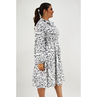 Foto 2 | Vestido Sublimado Letras Roman Fashion Blanco Tallas Extras para Mujer