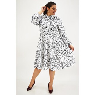 Foto 6 | Vestido Sublimado Letras Roman Fashion Blanco Tallas Extras para Mujer
