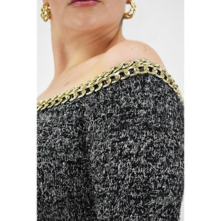 Foto 5 | Vestido con Detalle de Cadena Roman Fashion Tallas Extras 51731 Gris