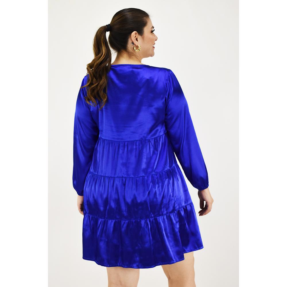 Foto 3 | Vestido de Satín Roman Fashion Azul para Mujer