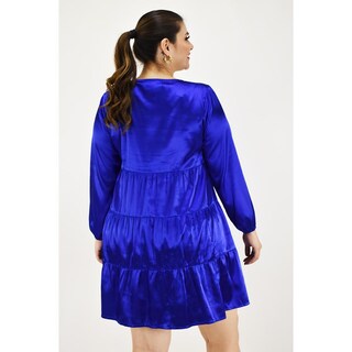 Foto 3 | Vestido de Satín Roman Fashion Azul para Mujer