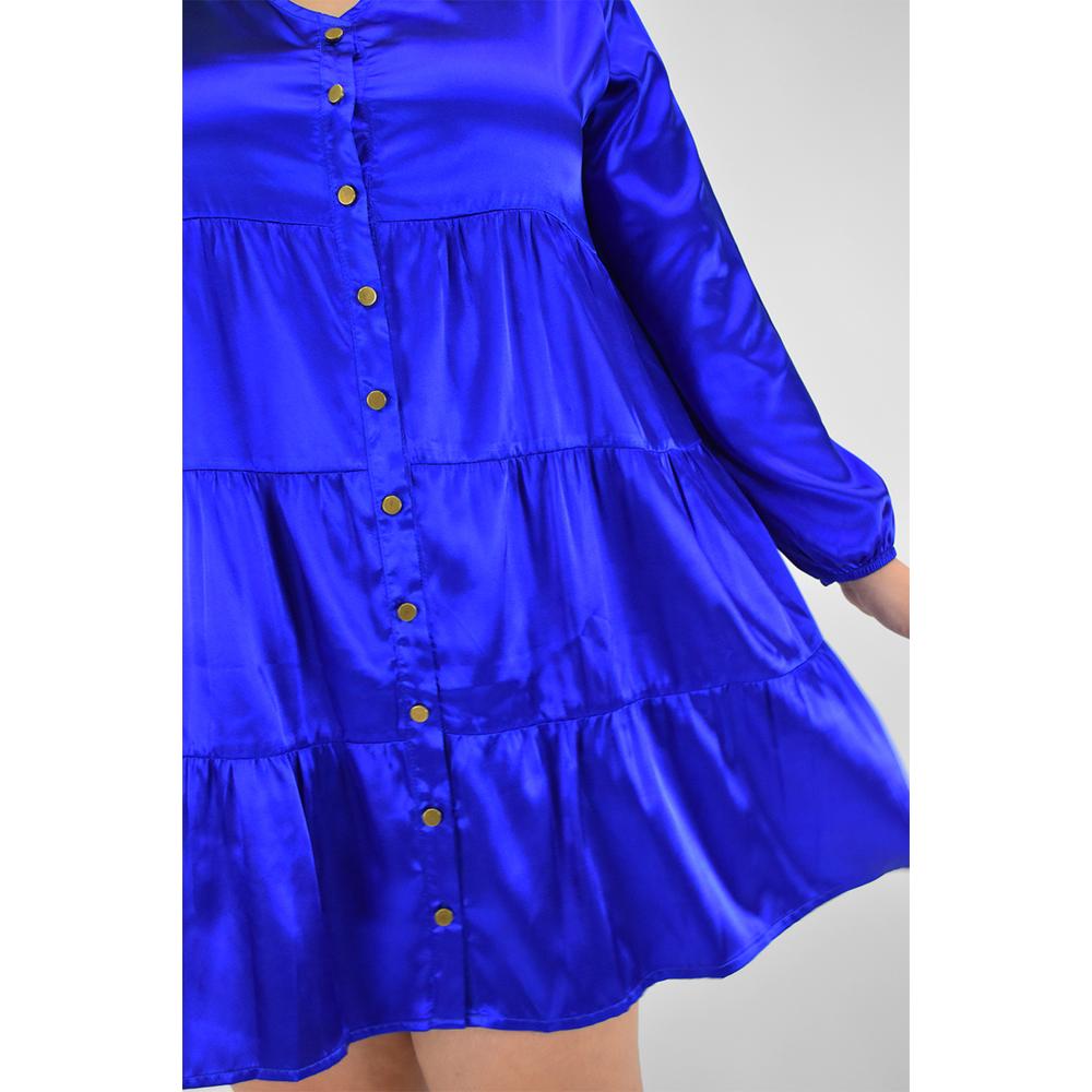 Foto 5 pulgar | Vestido de Satín Roman Fashion Azul para Mujer