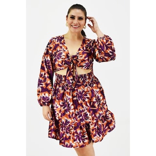 Foto 1 | Vestido Escote de Moño Roman Fashion Tallas Extras 4318 color Vino