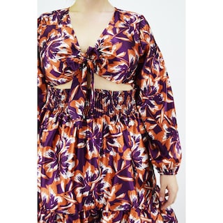 Foto 4 | Vestido Escote de Moño Roman Fashion Tallas Extras 4318 color Vino