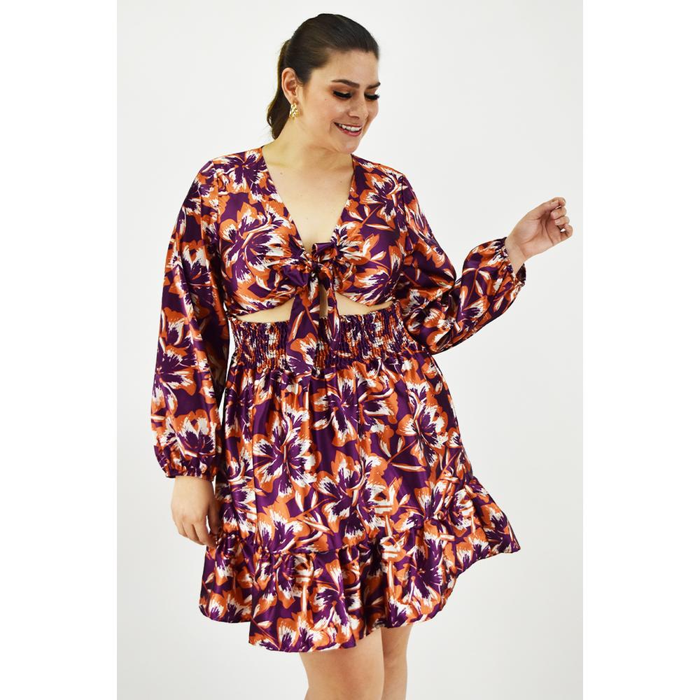 Foto 6 pulgar | Vestido Escote de Moño Roman Fashion Tallas Extras 4318 color Vino