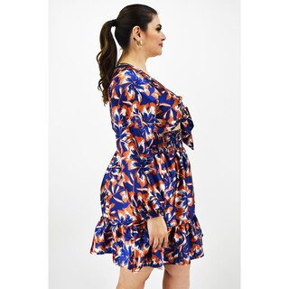 Foto 2 | Vestido Escote de Moño Roman Fashion Tallas Extras 4318 Azul