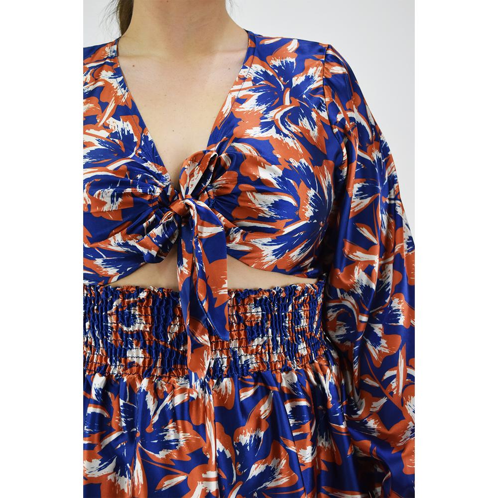 Foto 5 pulgar | Vestido Escote de Moño Roman Fashion Tallas Extras 4318 Azul
