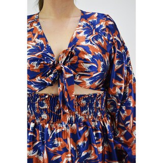 Foto 4 | Vestido Escote de Moño Roman Fashion Tallas Extras 4318 Azul