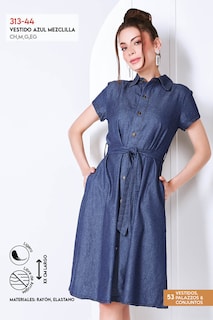Foto 3 | Vestido Devendi Azul Mezclilla Falda Circular