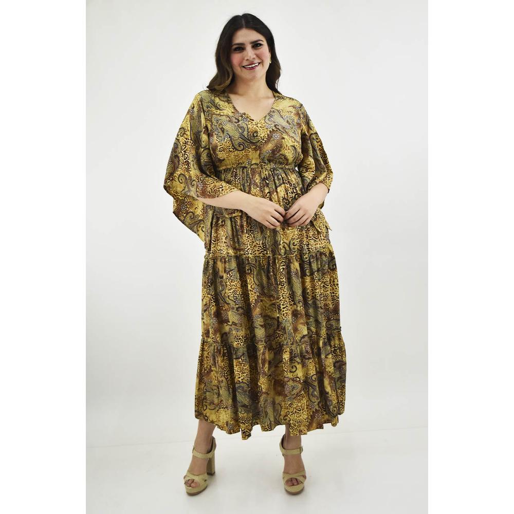 Vestido Boho ROMAN FASHION Tallas Extras 23811Café $1,159
