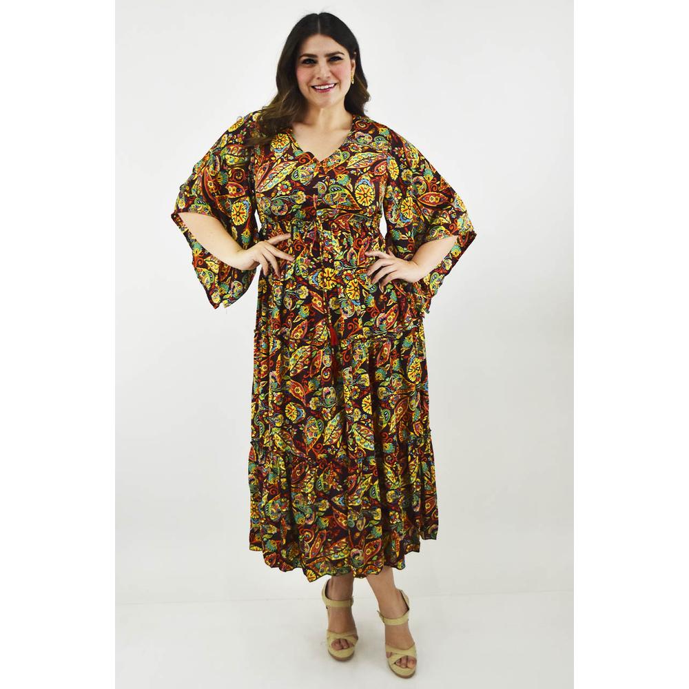 Foto 2 pulgar | Vestido Boho Tallas Extras 23811 Vino