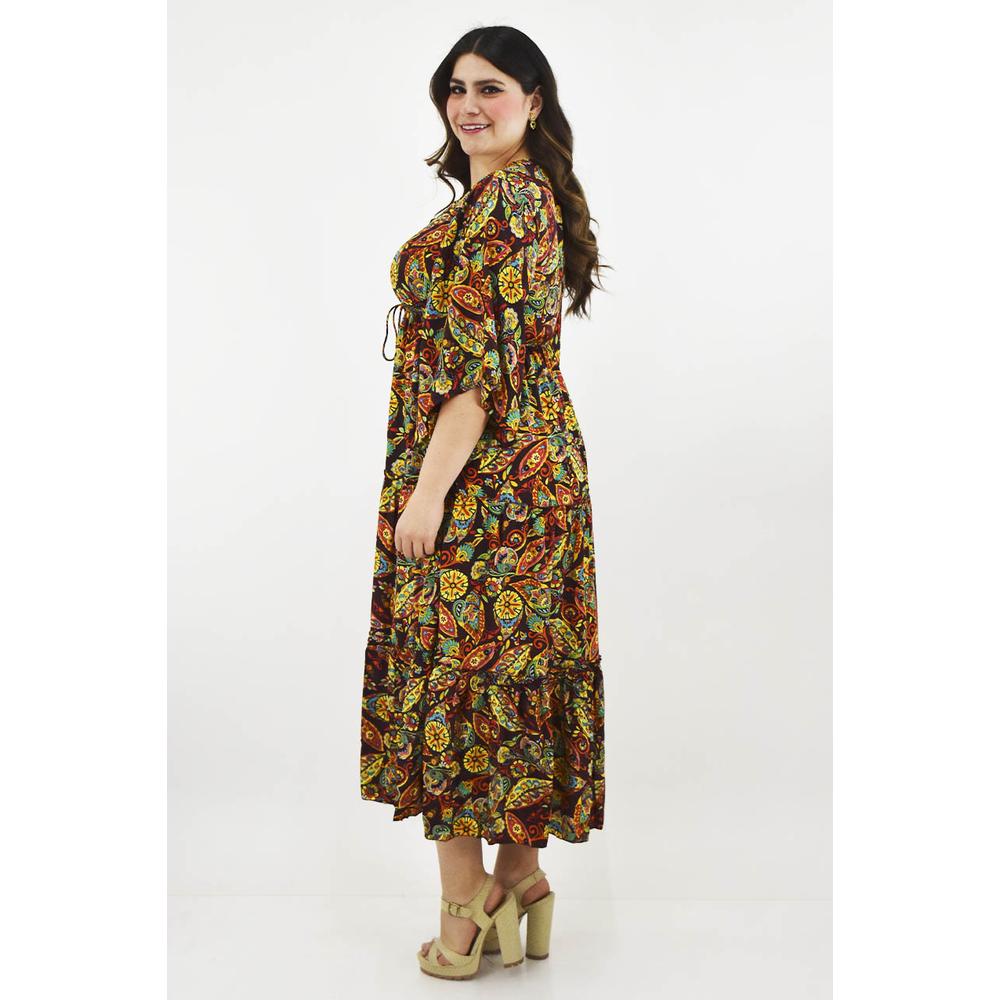 Foto 3 pulgar | Vestido Boho Tallas Extras 23811 Vino