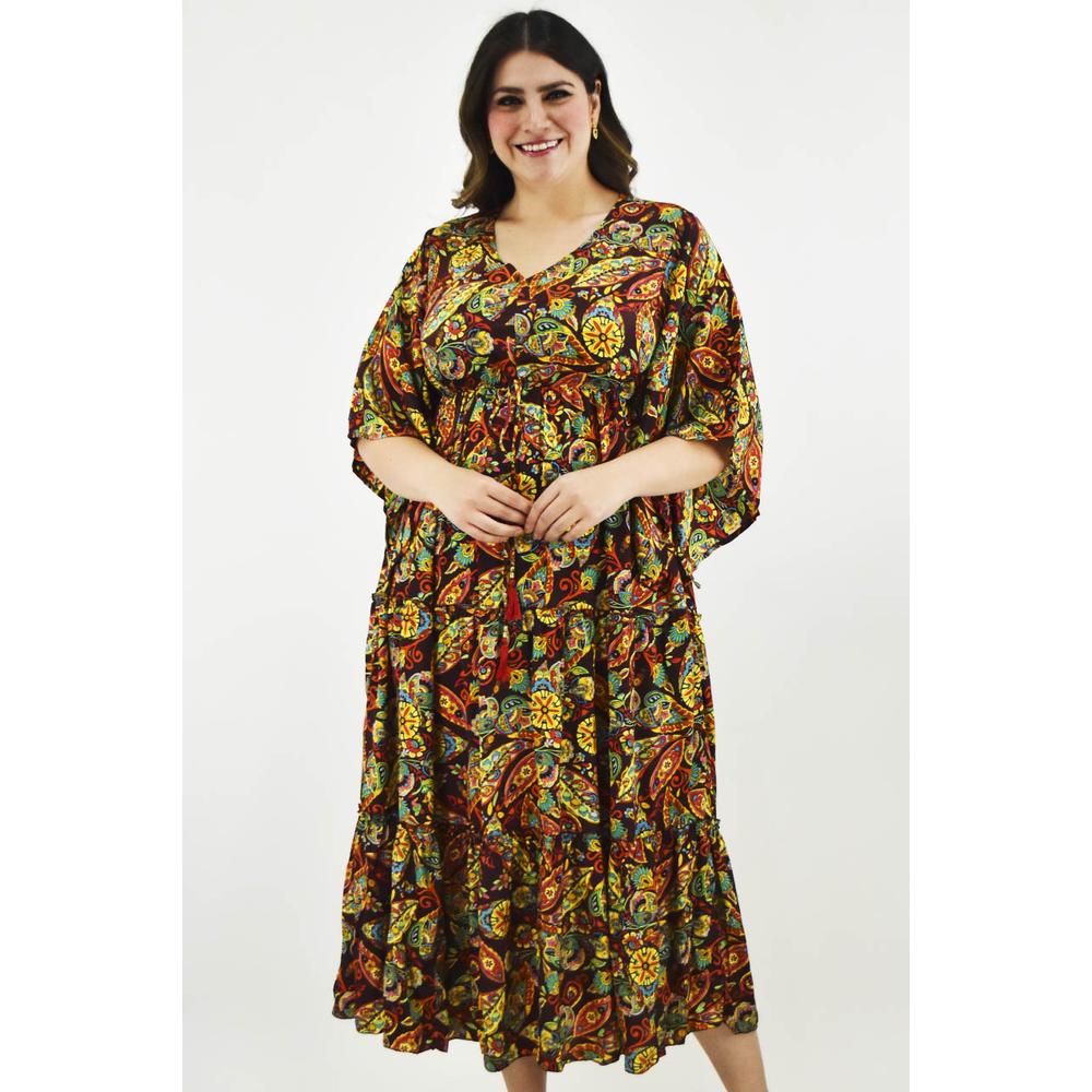 Foto 6 pulgar | Vestido Boho Tallas Extras 23811 Vino