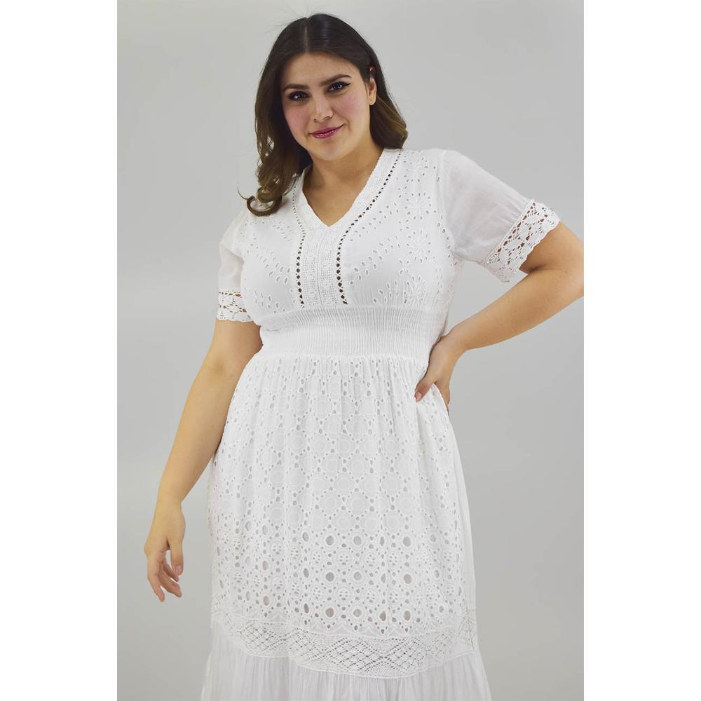 Foto 3 pulgar | Vestido de Algodón Roman Fashion Blanco para Mujer