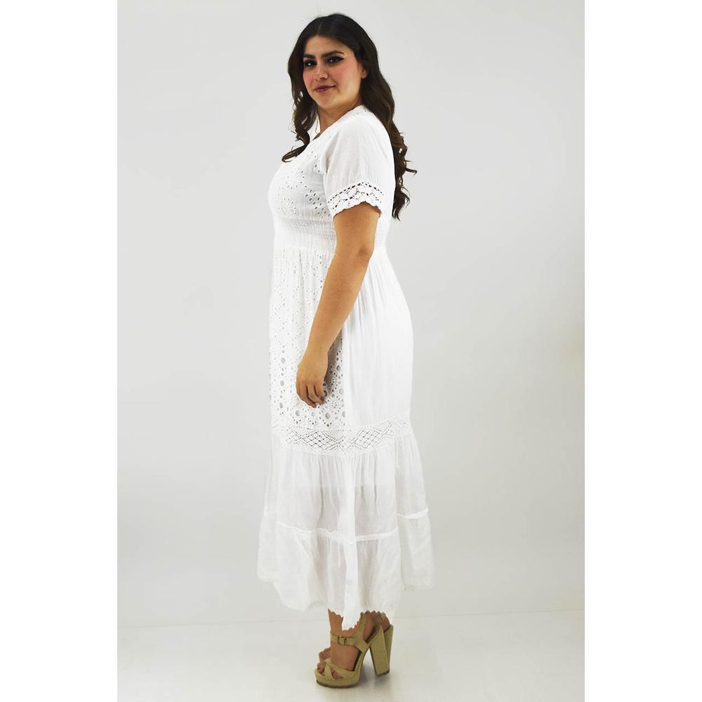 Foto 4 pulgar | Vestido de Algodón Roman Fashion Blanco para Mujer