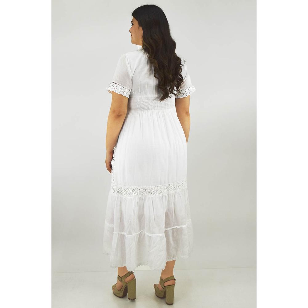 Foto 5 pulgar | Vestido de Algodón Roman Fashion Blanco para Mujer