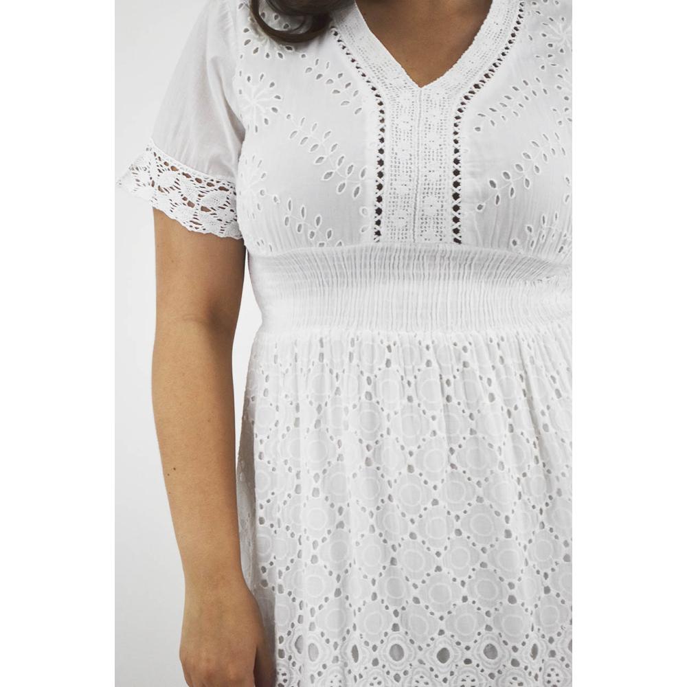 Foto 6 pulgar | Vestido de Algodón Roman Fashion Blanco para Mujer