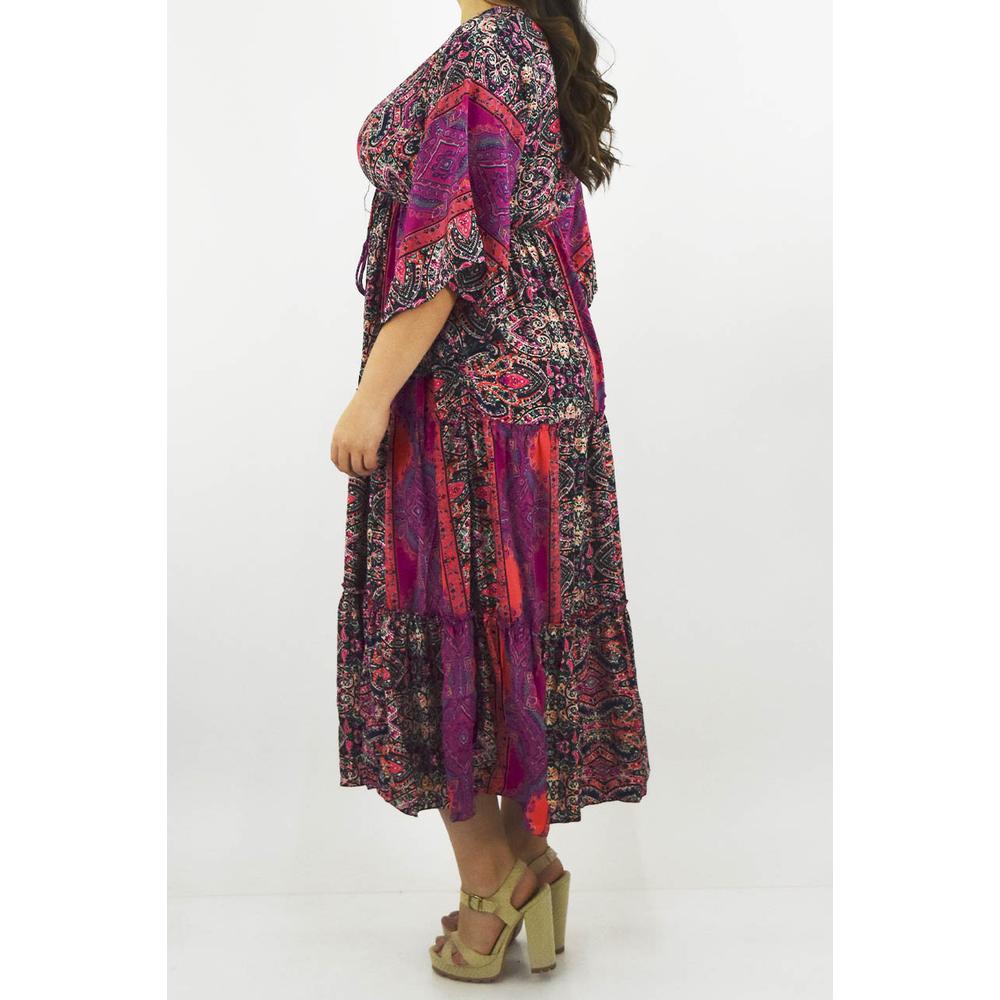 Foto 2 | Vestido Boho Roman Fashion Tallas Extras Fucsia para Mujer