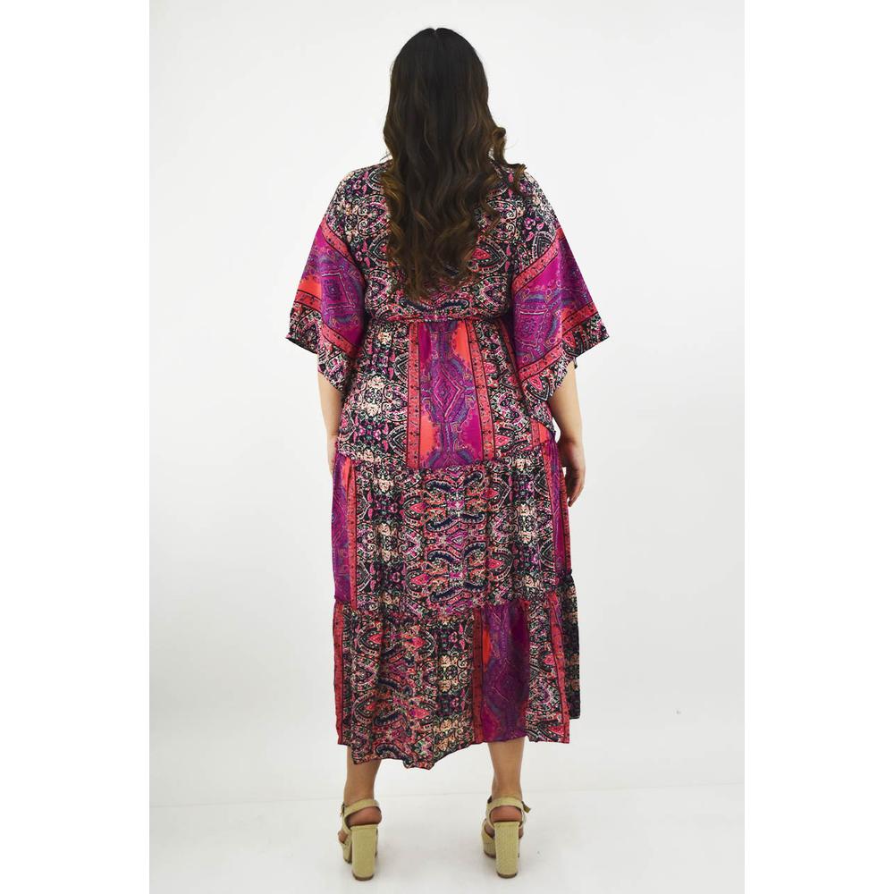 Foto 4 pulgar | Vestido Boho Roman Fashion Tallas Extras Fucsia para Mujer