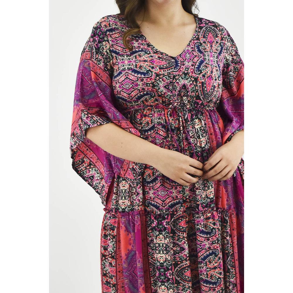 Foto 5 pulgar | Vestido Boho Roman Fashion Tallas Extras Fucsia para Mujer