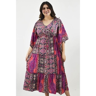 Foto 5 | Vestido Boho Roman Fashion Tallas Extras Fucsia para Mujer