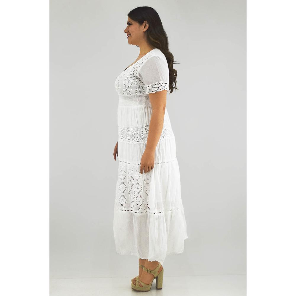 Foto 3 pulgar | Vestido Midi de Algodón Roman Fashion Blanco