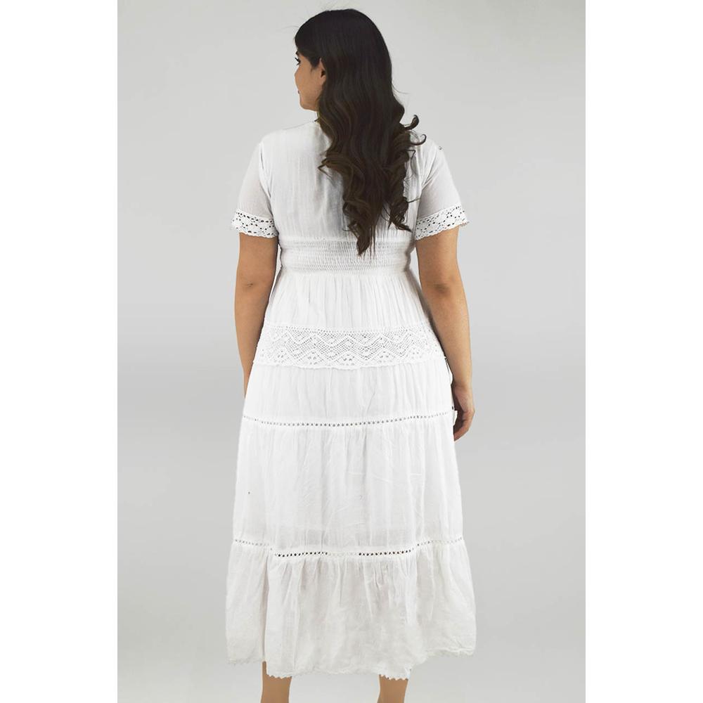 Foto 4 pulgar | Vestido Midi de Algodón Roman Fashion Blanco