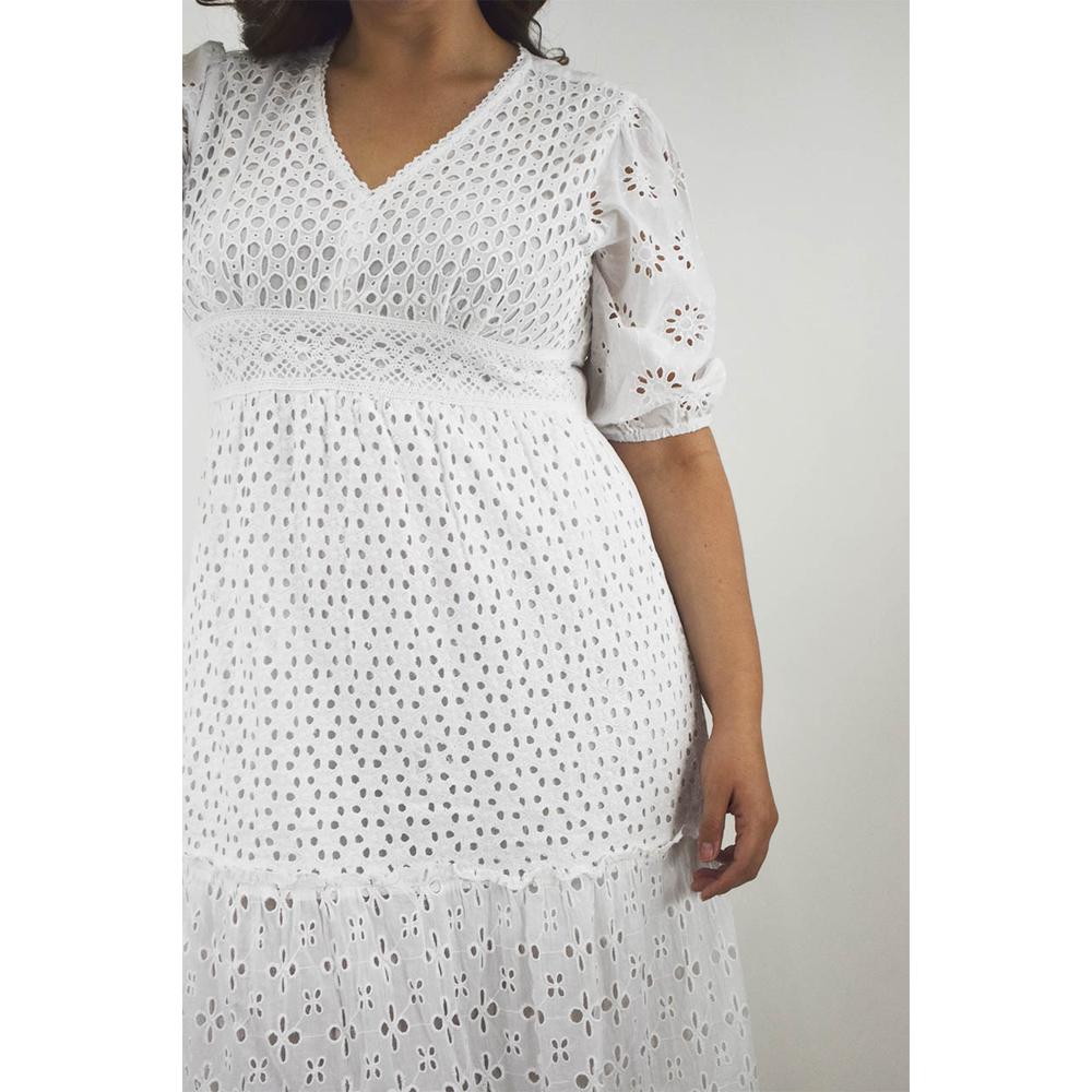 Foto 5 pulgar | Vestido Midi de Algodón Roman Fashion Blanco