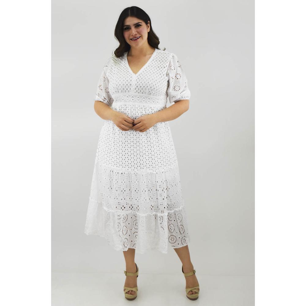 Foto 7 pulgar | Vestido Midi de Algodón Roman Fashion Blanco