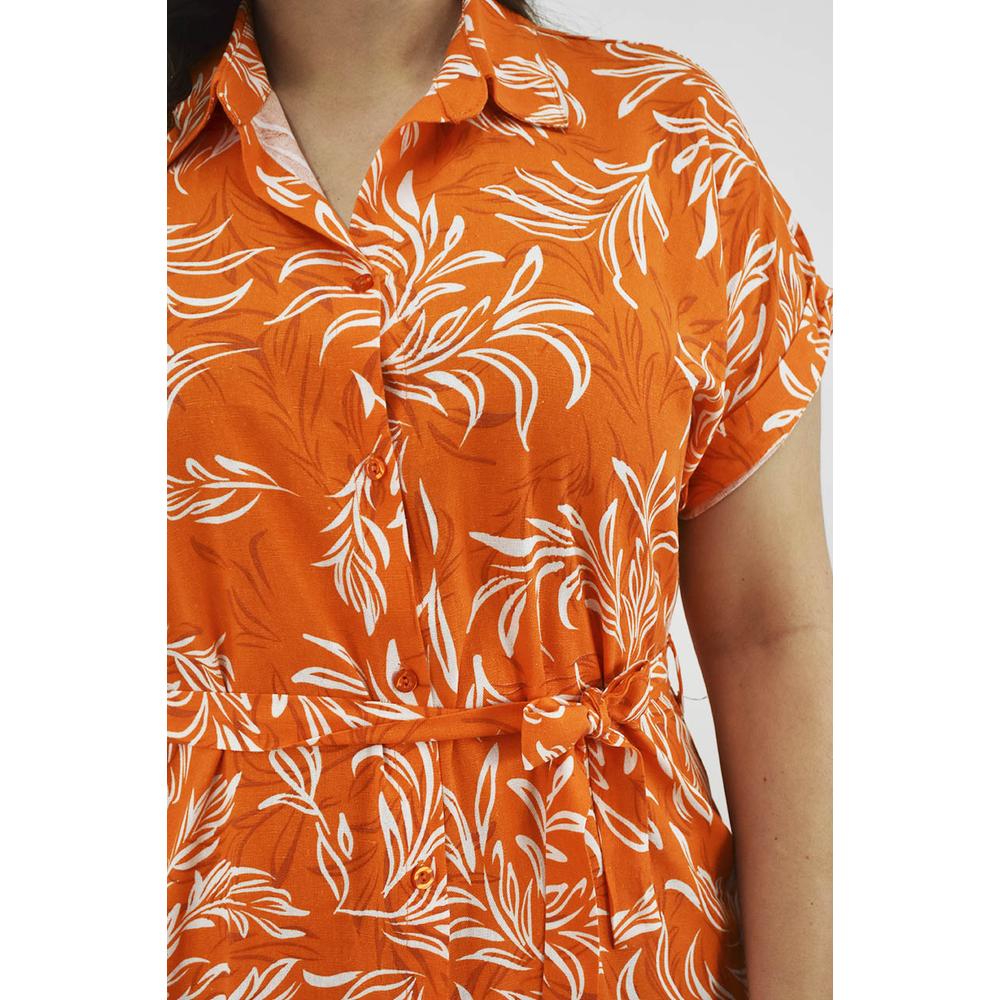 Foto 5 pulgar | Vestido Tropical De Lino Roman Fashion /tallas Extras, 2304 (naranja) Naranja