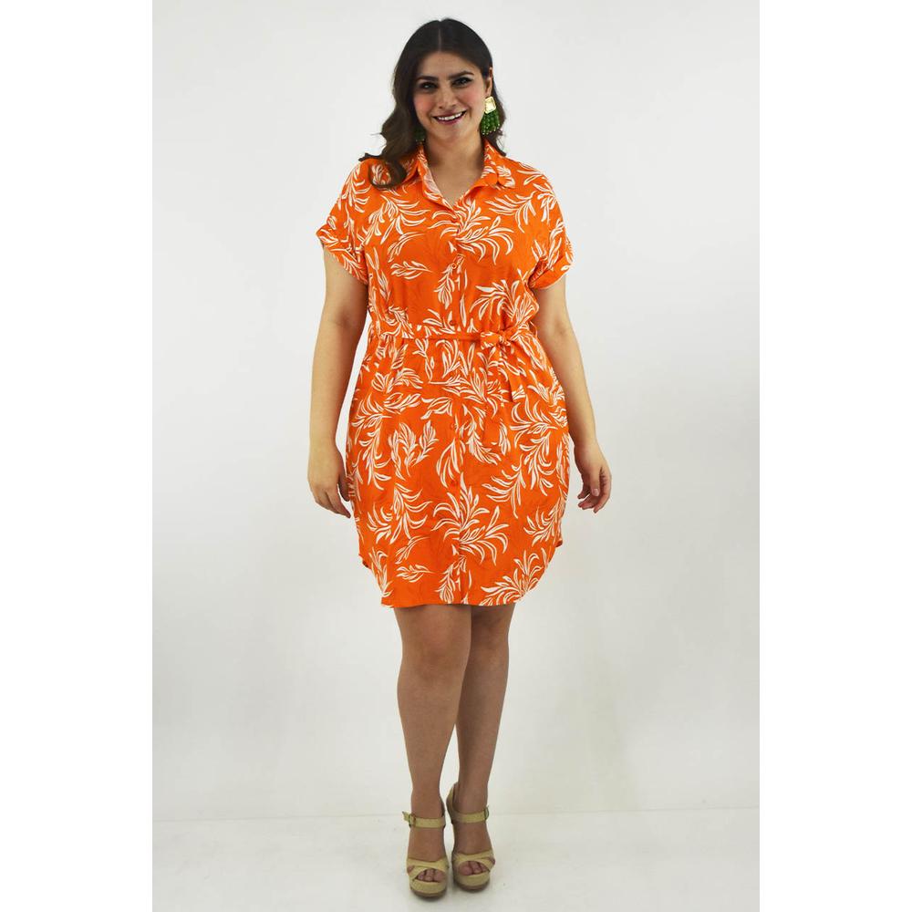 Foto 6 | Vestido Tropical De Lino Roman Fashion /tallas Extras, 2304 (naranja) Naranja