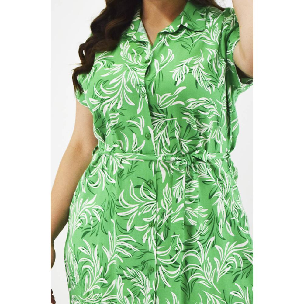 Foto 5 pulgar | Vestido Tropical De Lino Roman Fashion /tallas Extras, 2304 (verde) Verde