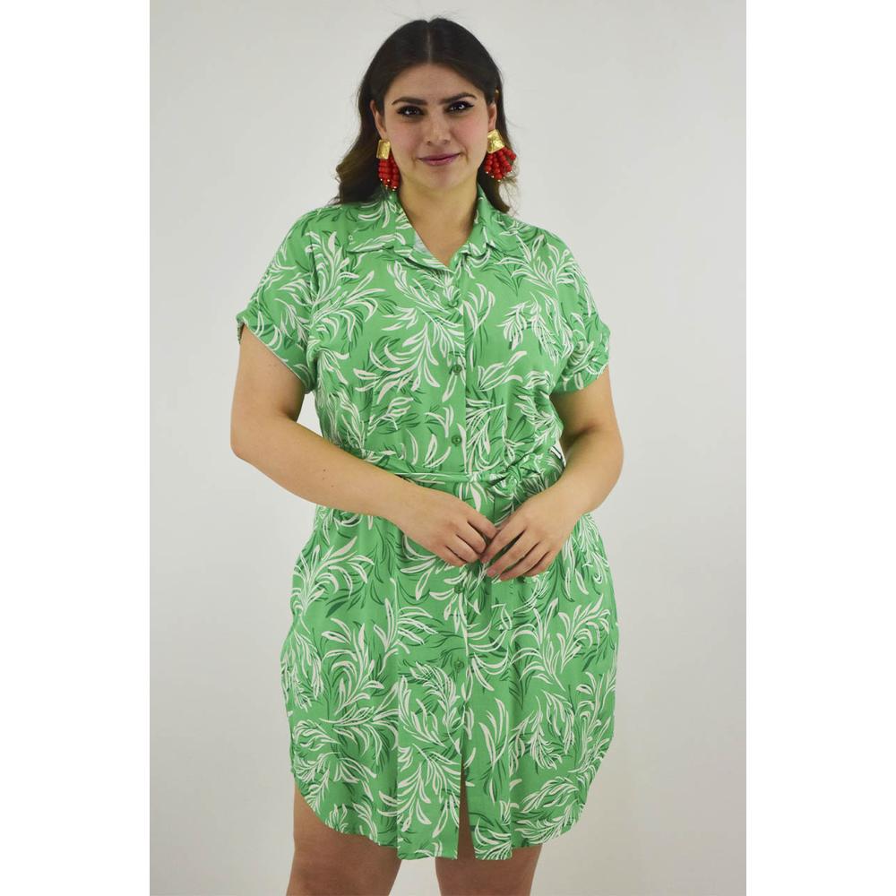 Foto 6 pulgar | Vestido Tropical De Lino Roman Fashion /tallas Extras, 2304 (verde) Verde