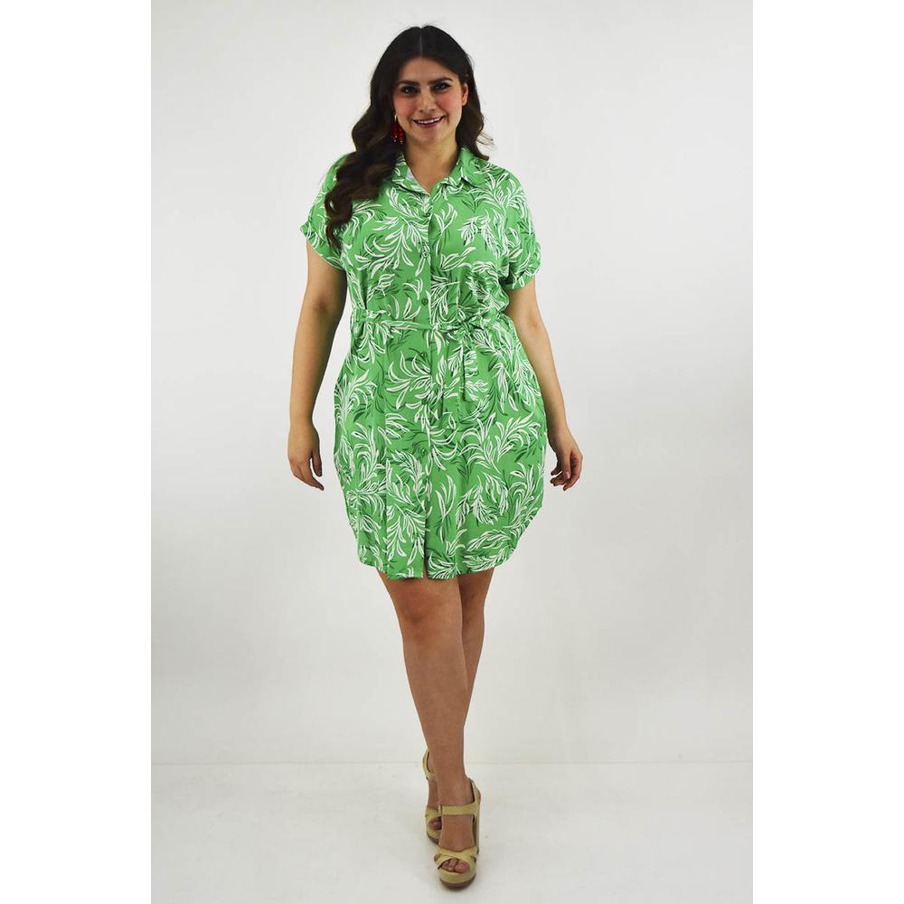 Foto 7 pulgar | Vestido Tropical De Lino Roman Fashion /tallas Extras, 2304 (verde) Verde