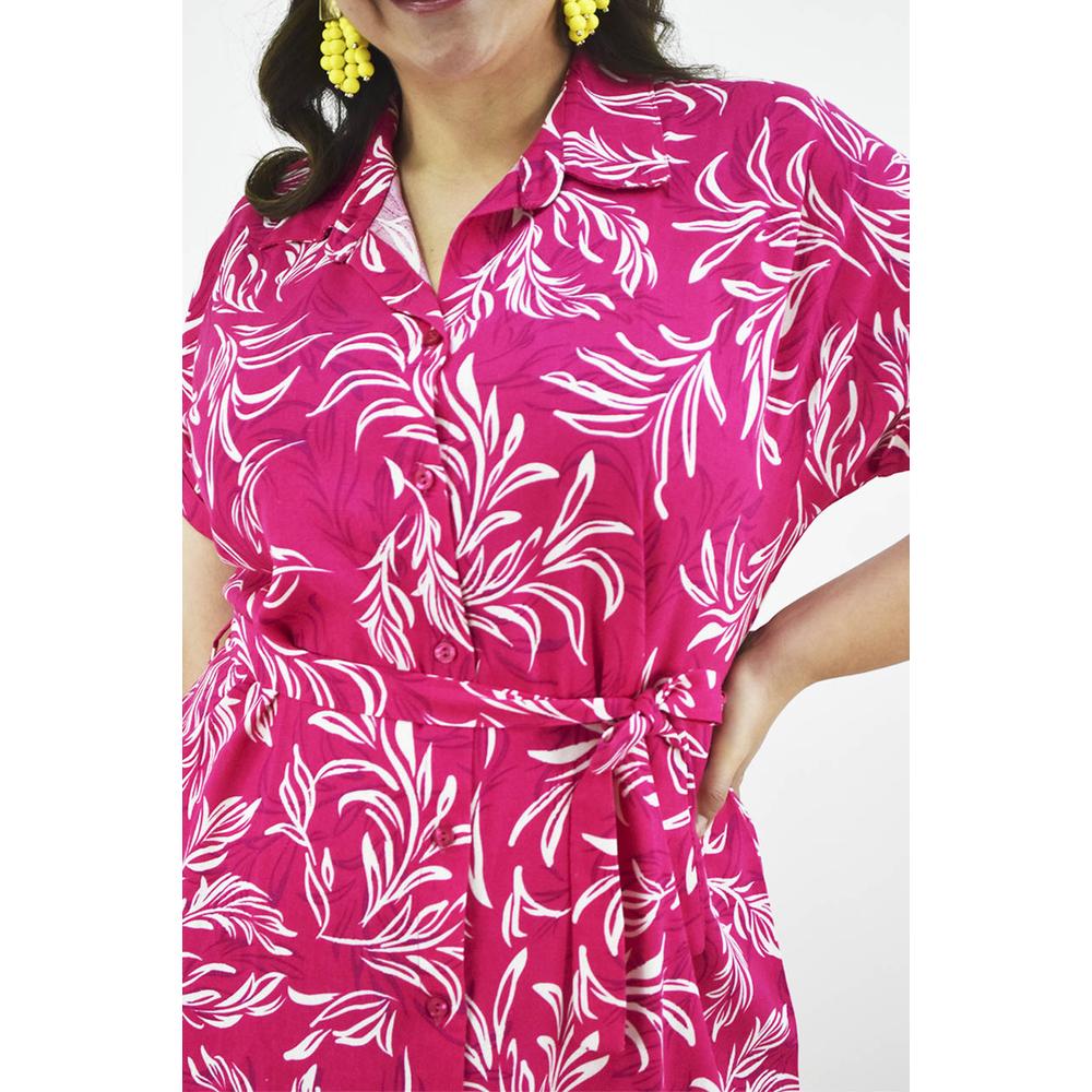 Foto 5 pulgar | Vestido Tropical De Lino Roman Fashion /tallas Extras, 2304 (fiusha) Fucsia
