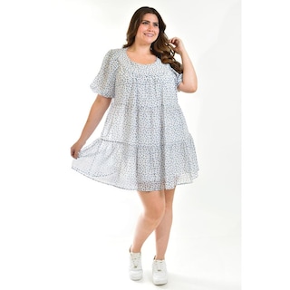 Foto 1 | Vestido Vaporoso Roman Fashion Tallas Extras Azul con Flores para Mujer