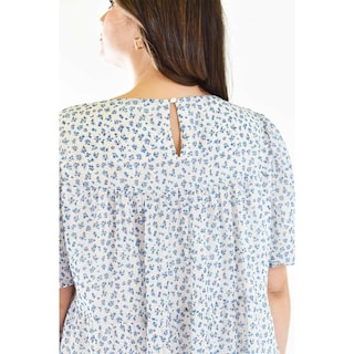 Foto 4 | Vestido Vaporoso Roman Fashion Tallas Extras Azul con Flores para Mujer