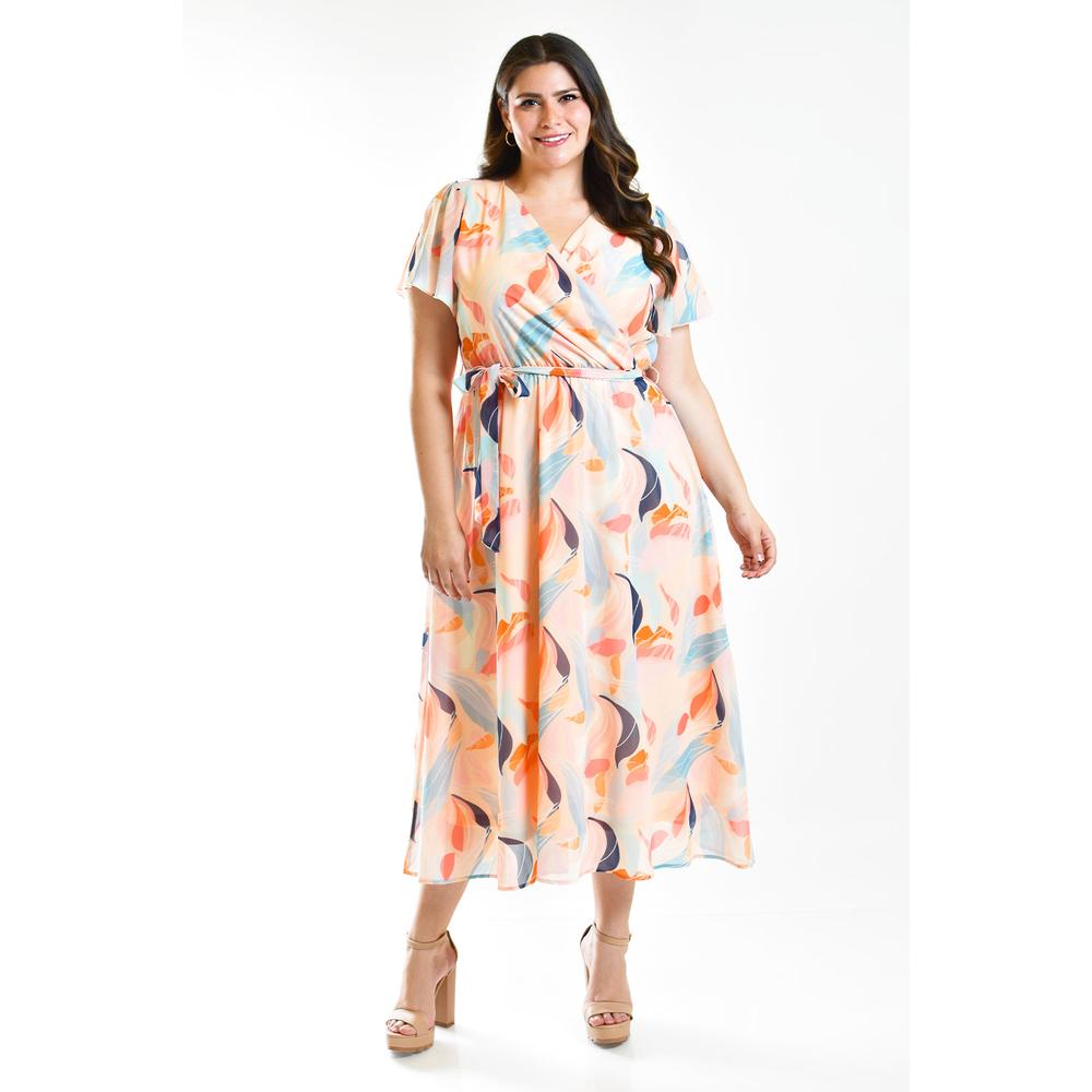 Foto 2 pulgar | Vestido de Chiffon Roman Fashion Tallas Extras Rosa Claro