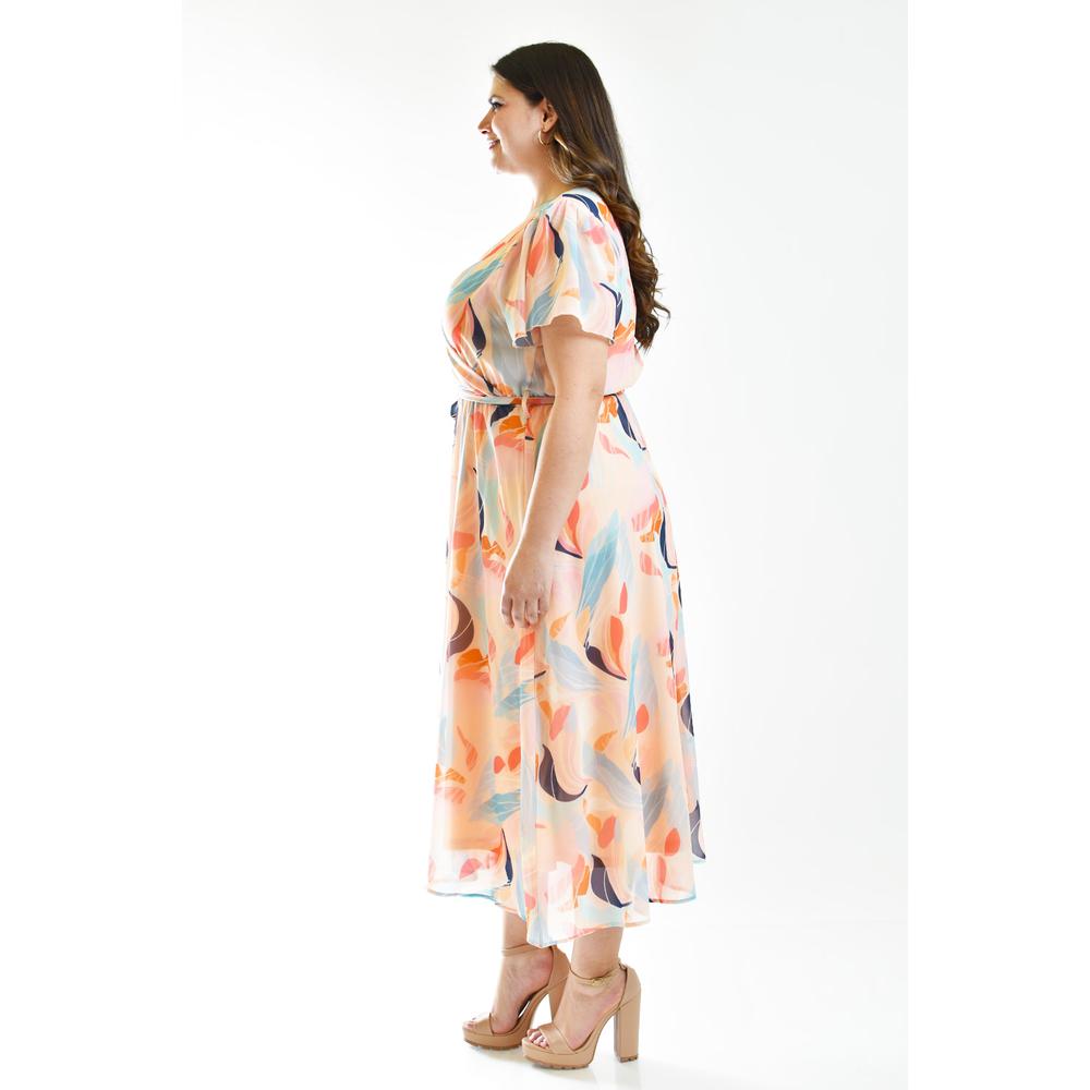 Foto 3 pulgar | Vestido de Chiffon Roman Fashion Tallas Extras Rosa Claro