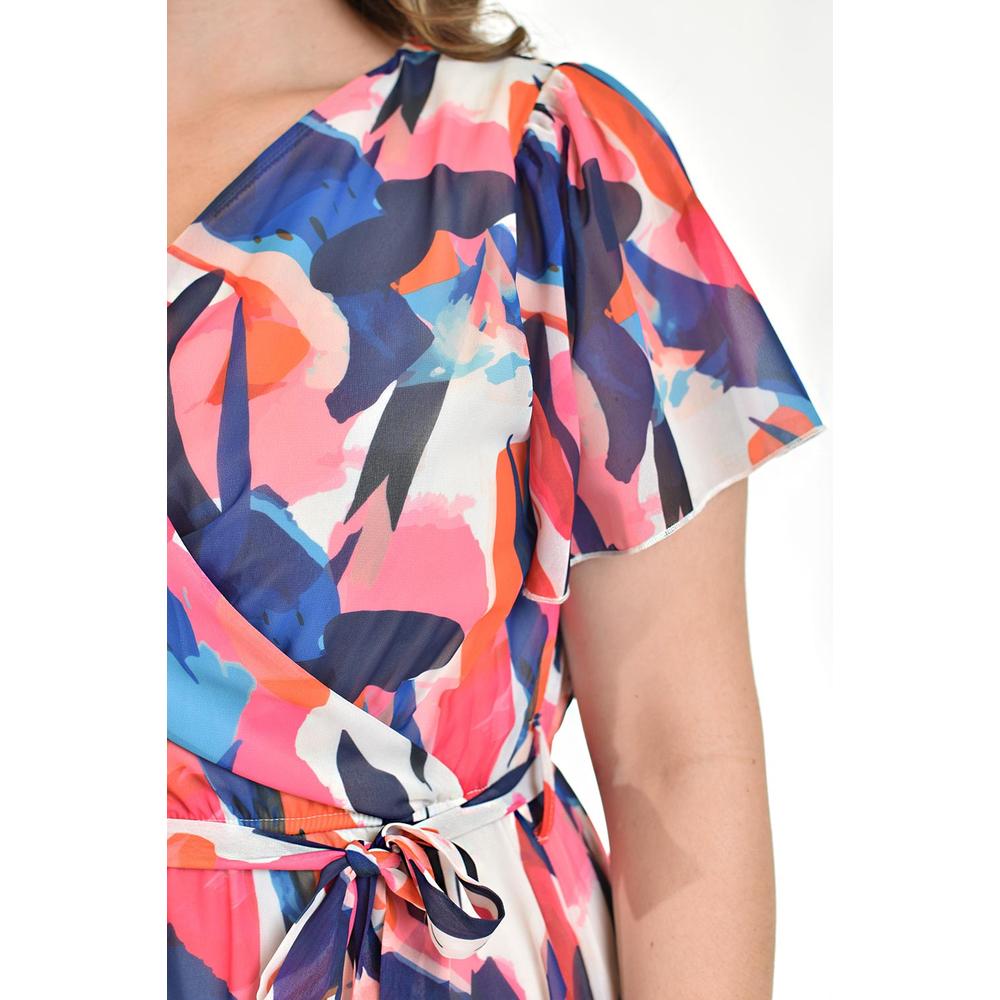 Foto 4 pulgar | Vestido de Chiffon Roman Fashion Tallas Extras Rosa Claro